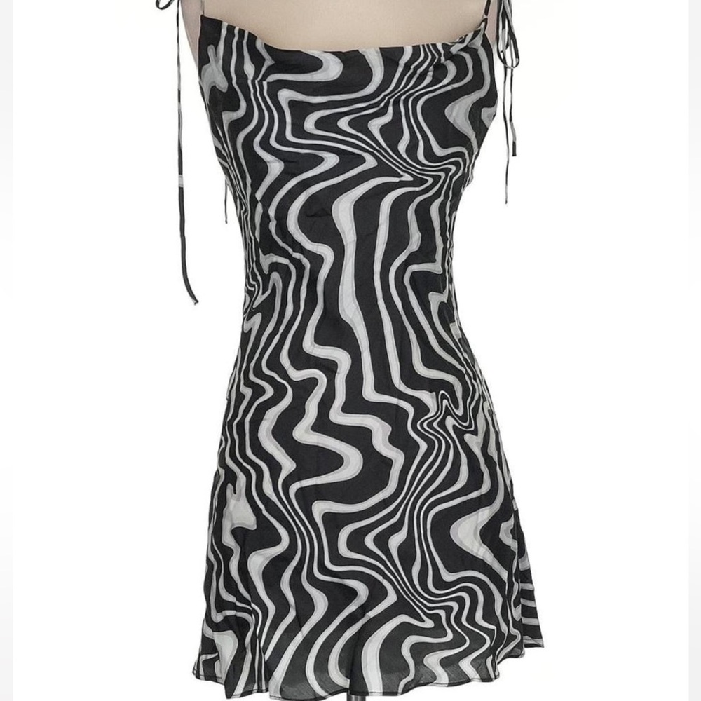 Zara Black and White Sheath Dress Spaghetti Strap Cocktail